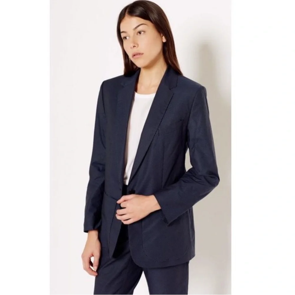 Equipment Navy Blue Jay School Boy Polkadot Print Blazer Size 4